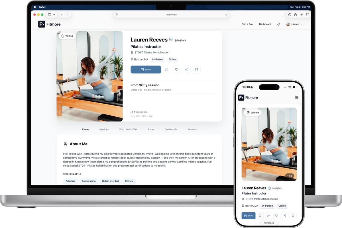 Fitmore profile mockup